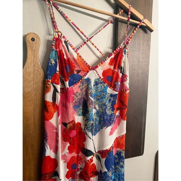 Didier Parakian Multicolor Floral Strappy Back Glittered Maxi Dress Size 1 - Picture 4 of 6